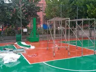 工厂社区安装平箱式篮球架